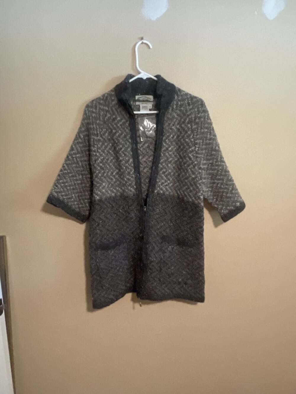 Aran Crafts Cardigan Size S Grey Wool Irish Zip Up Sweater